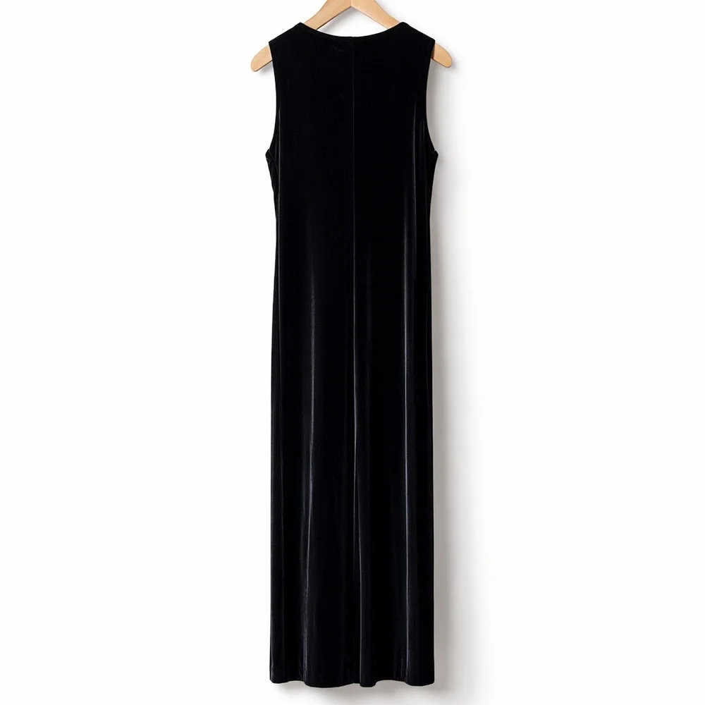 CARTISE Velvet Maxi Dress Sleeveless Draped Formal Evening Cocktail Gown Black - Picture 6 of 16